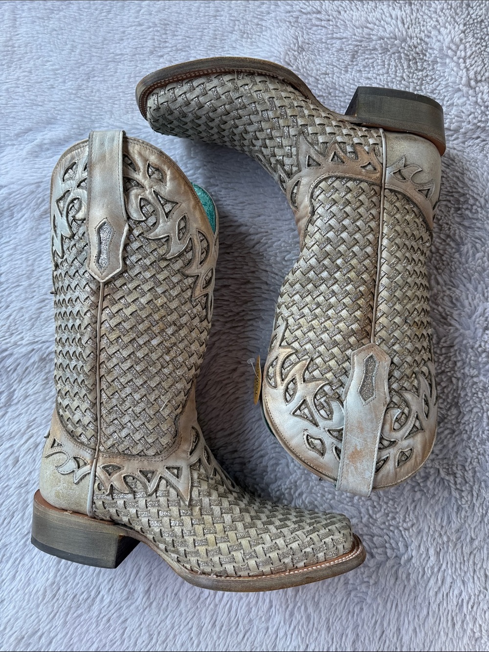 Corral Woven Western Boots Ivory